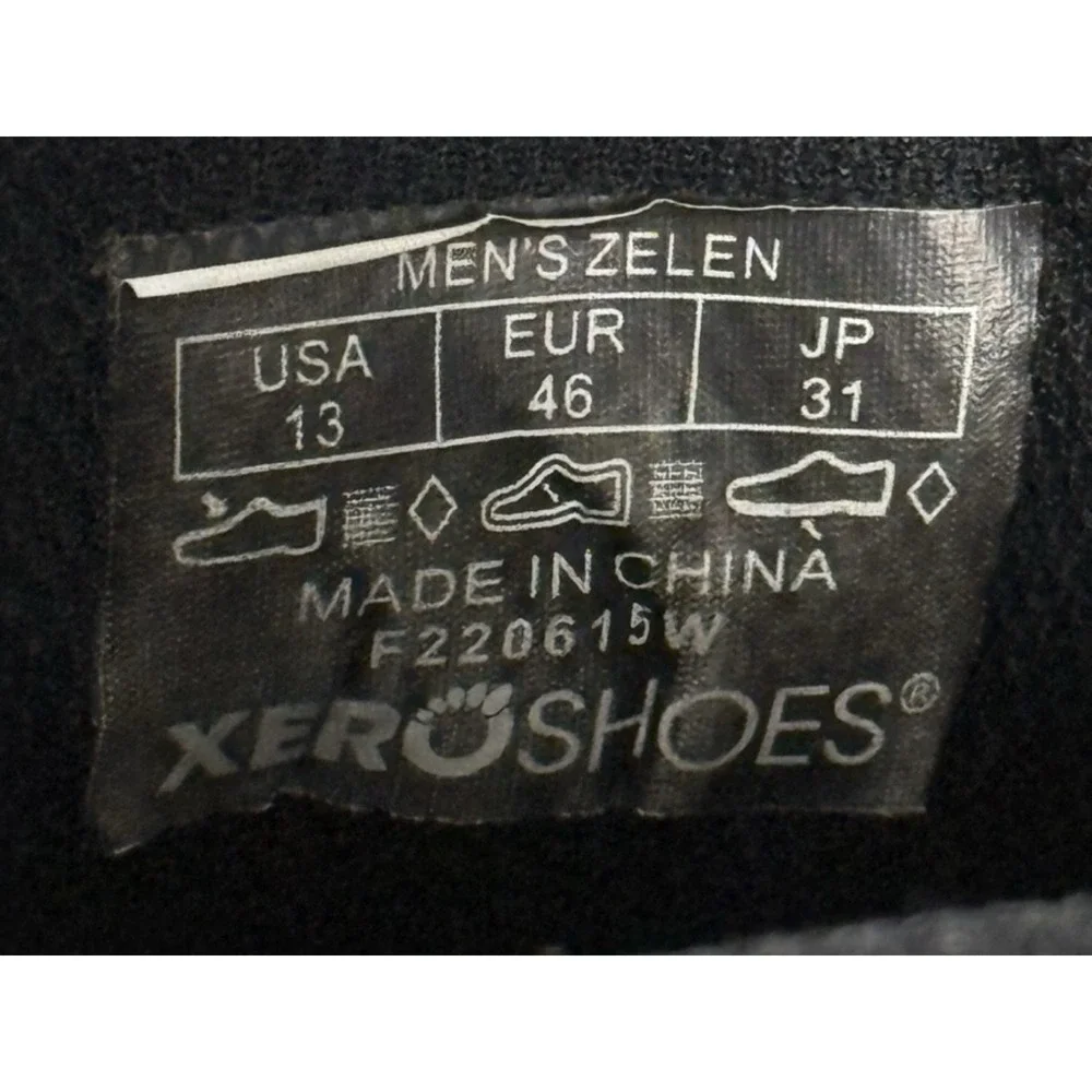 Xero Shoes Zelen Mens US 13 Zero Drop Running Shoes Black Athletic Performance